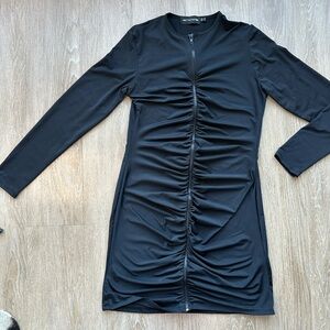 Mini Black Ruched Dress